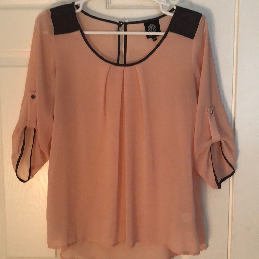 Bobeau Sheer Light Pink Blouse; size s